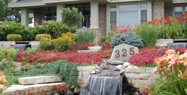 Gardens with Flower Plants and Water Falls- Landscaping Ideas with Rocks