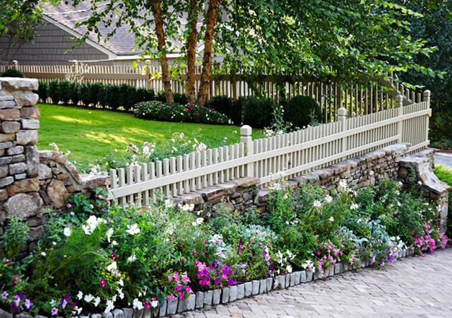 Fence-over-half-stone-Wall - Garden Fence Ideas
