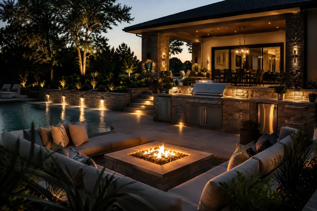 Patio and outdoor living space.